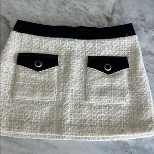 Veronica Beard Black and Cream Tweed Mini Skirt